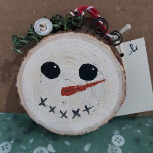 ORNAMENT WOOD SNOWMAN FACE